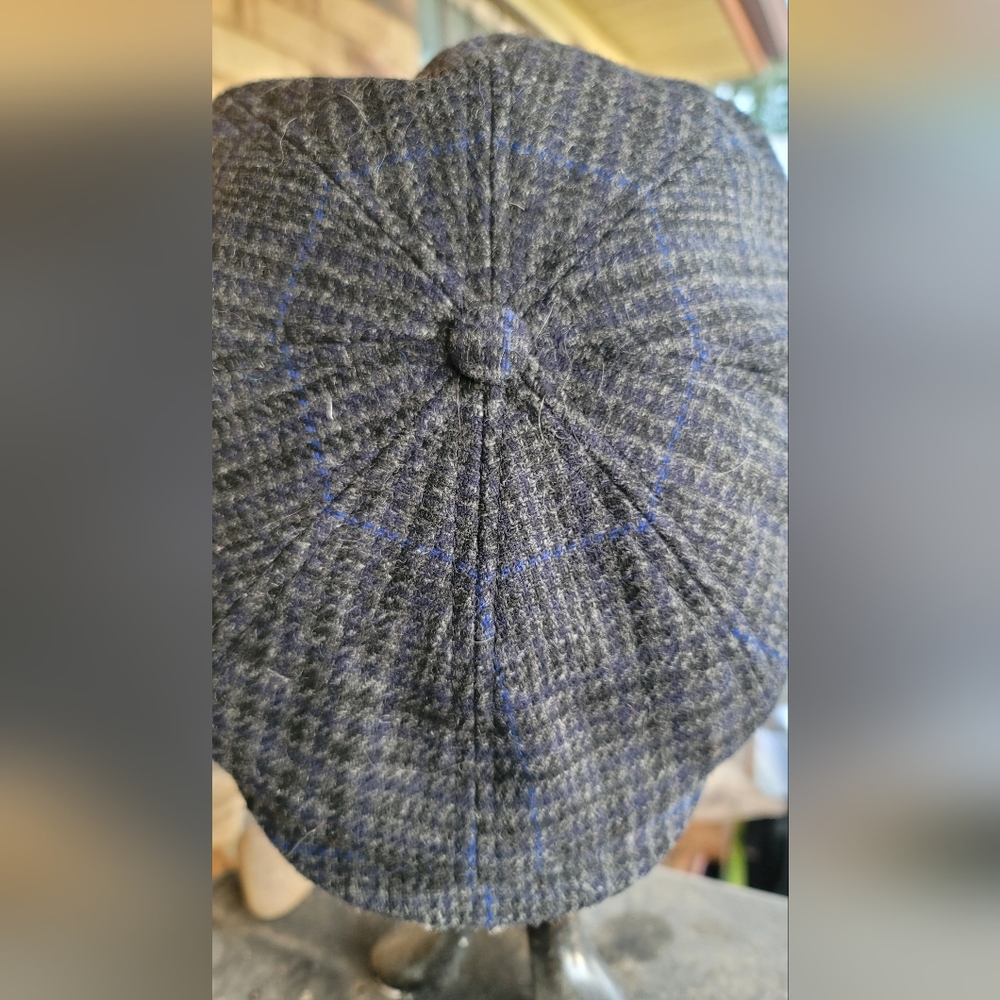 Stylish Gray Checkered Men's Hat, Mucros Weavers, Ireland.
